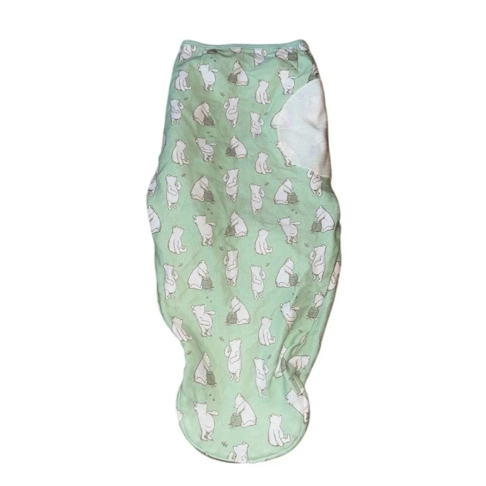 aden anais Disney Baby Winnie the Pooh Easy Swaddle Wrap 0-3M Green 100% cotton